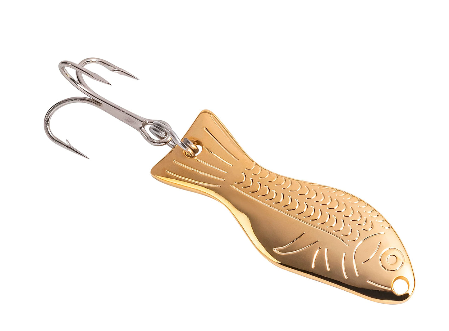 AL's Goldfish Lure Company, Rust Free Goldfish Freshwater Fishing Spoon, Treble Hook, Trout, Salmon, Bass, Walleye, Crappie, Panfish, and Pike. Sizes 3/16 oz., 1/4 oz. or 1/2 oz