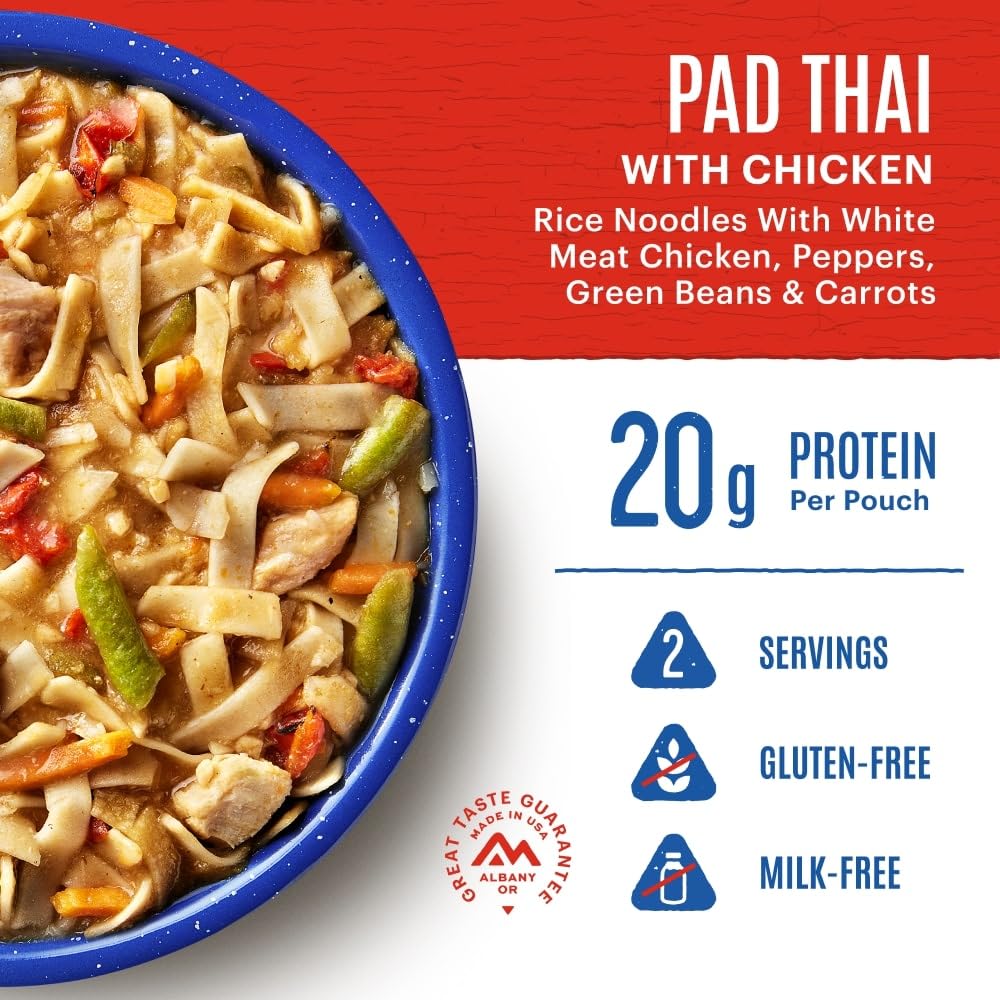 Mountain House Pad Thai with Chicken | Freeze Dried Backpacking & Camping Food |2 Servings | Gluten-Free