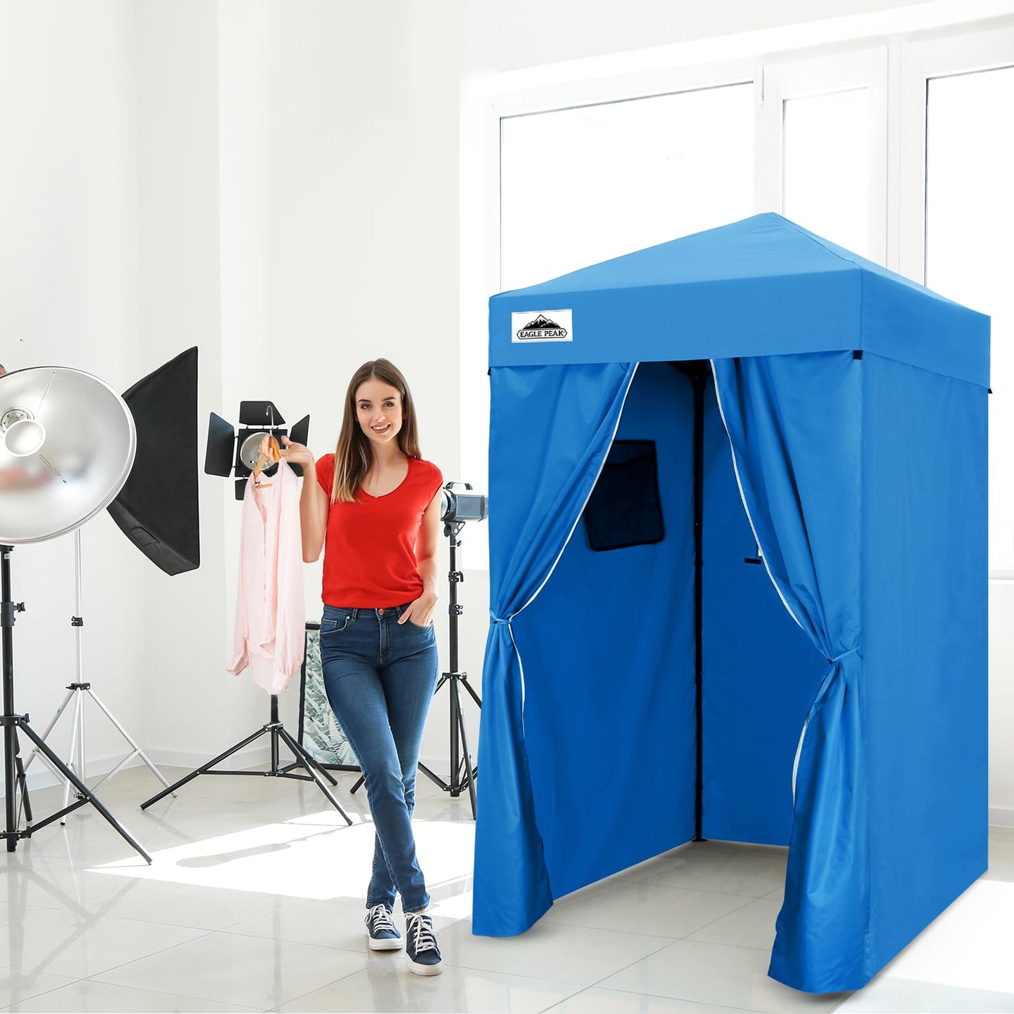 EAGLE PEAK Flex Compact 4x4 Pop-up Canopy Changing Room, Portable Dressing Room, Privacy Changing Tent for Indoor Fashion Photoshoots, Camping, or Pool, Purple