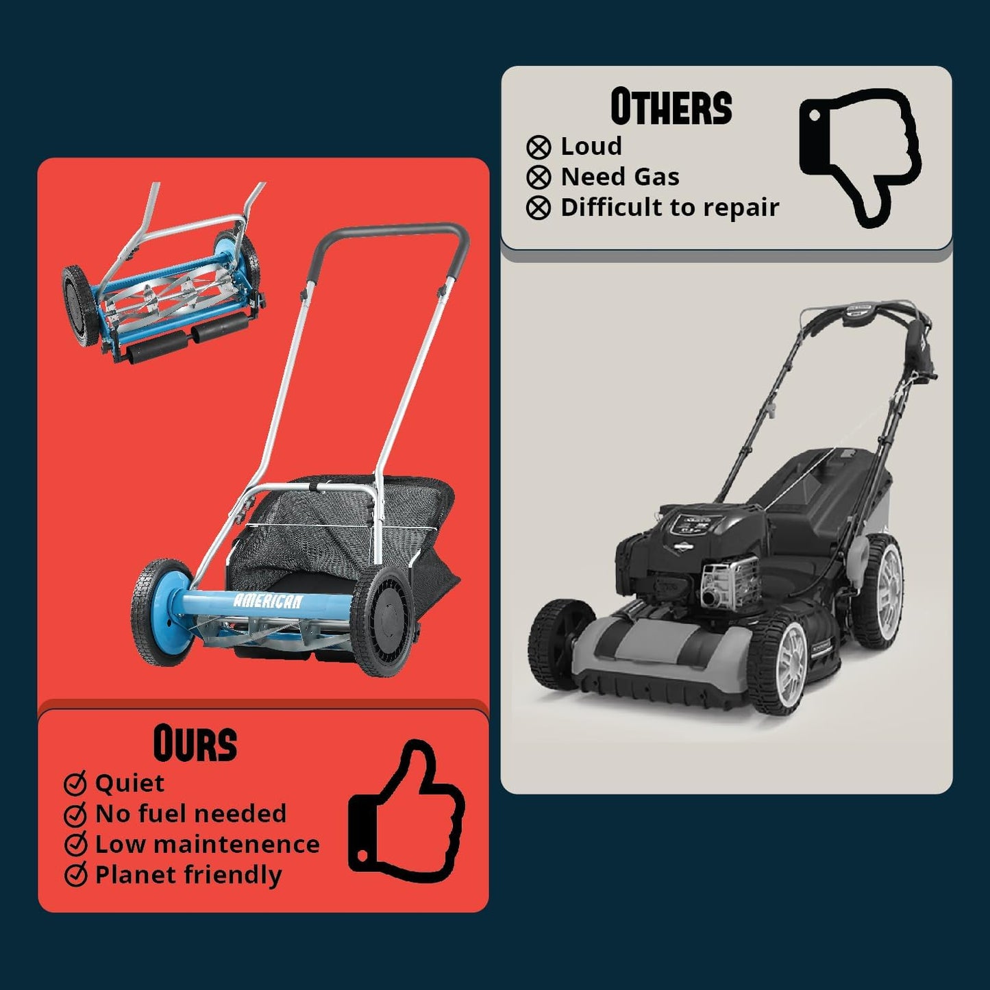 American Lawn Mower Company 1204-14 14-Inch 4-Blade Push Reel Lawn Mower, Red