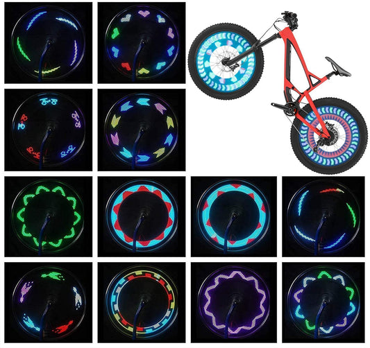 Bike Wheel Lights (2 Pack) - Waterproof LED Bicycle Spoke Tire Lights - Great Gift for Kids Adults - 30 Different Patterns Change - Bike Accessories - Black