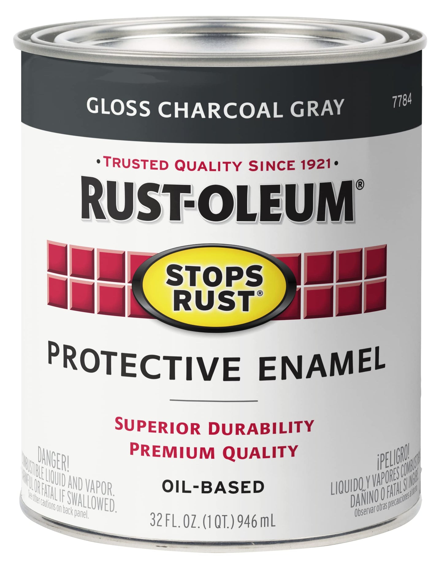 Rust-Oleum 7779502 Stops Rust Brush On Paint, Quart, Gloss Black, 32 Fl Oz (Pack of 1)