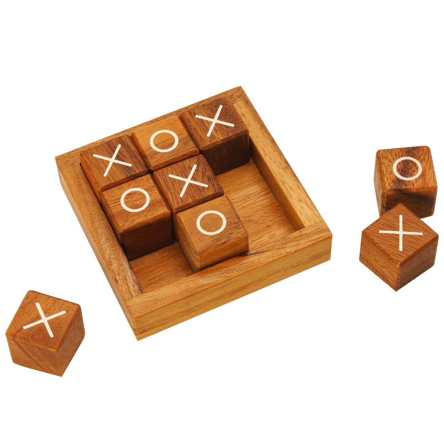 BSIRI Tic Tac Toe for Kids and Adults Coffee Table Living Room Decor and Desk Decor Family Games Night Classic Board Games Wood Rustic for Families Size 4 Inch