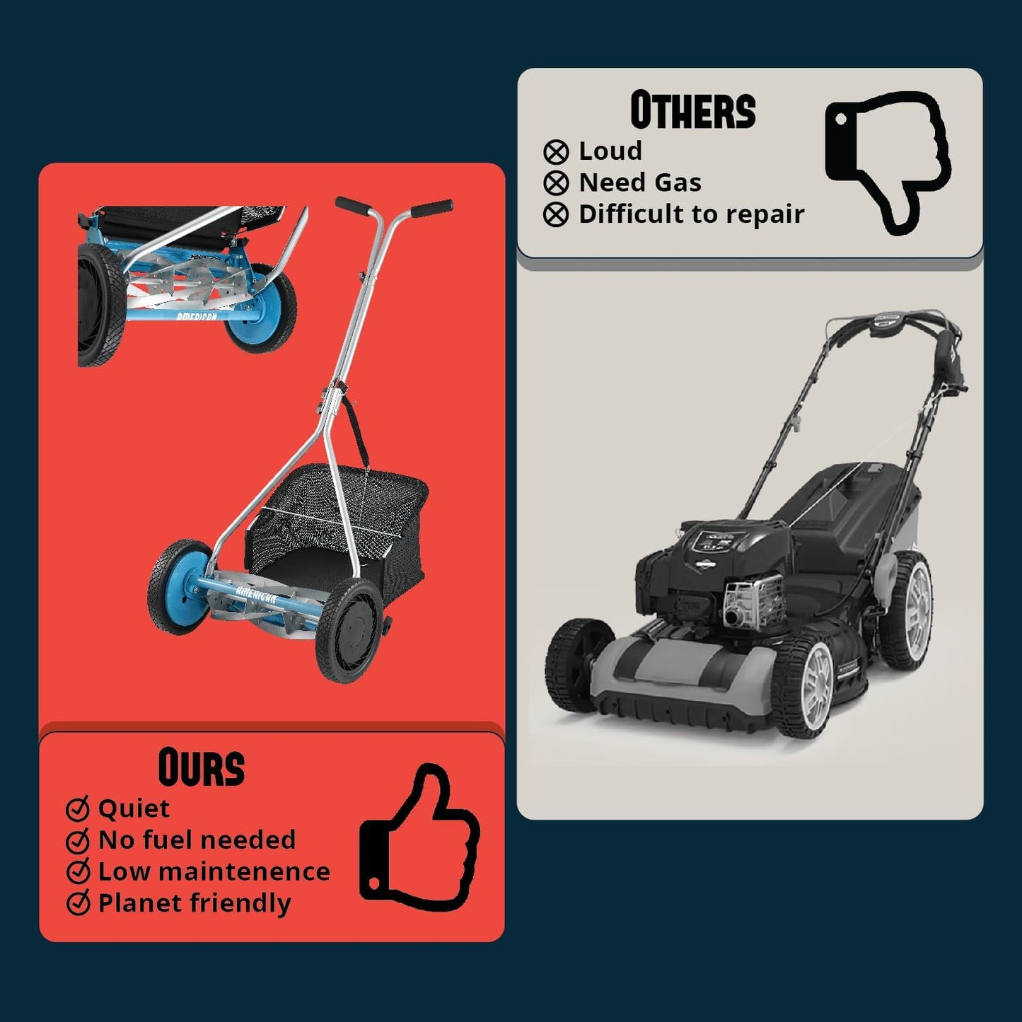 American Lawn Mower Company 1204-14 14-Inch 4-Blade Push Reel Lawn Mower, Red