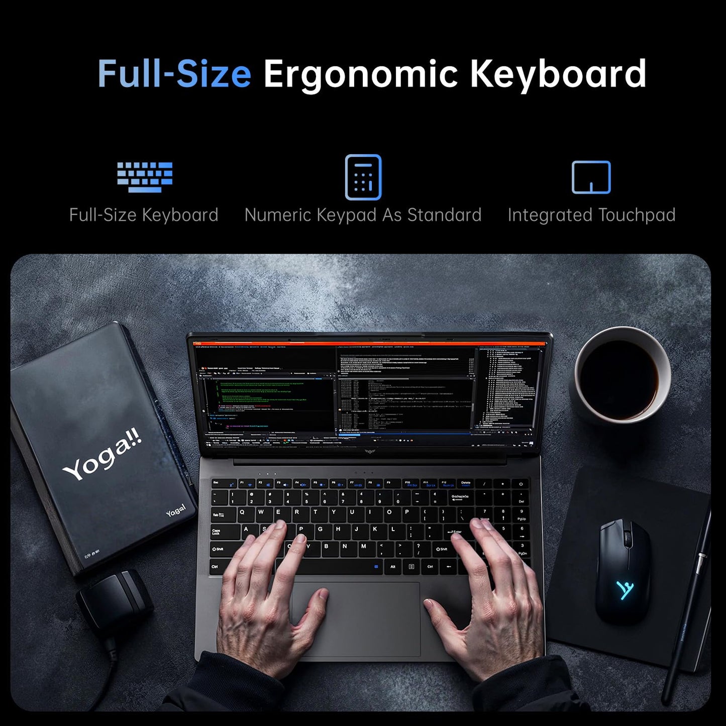 KAIGERR Laptop Computer 15.6-in Intel N97 Traditional Laptops 16GB DDR4 512GB SSD Notebook Computer Laptops Numeric Keypad WiFi 5 HDMI Type-C USB 3.2 Webcam 3.5mm Audio Office Laptops