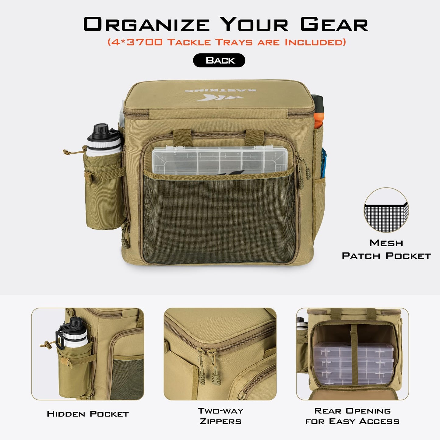 KastKing Karryall Fishing Tackle Bags with 4 * 3600 Tackle Trays - Saltwater & Freshwater Fishing Gear Storage