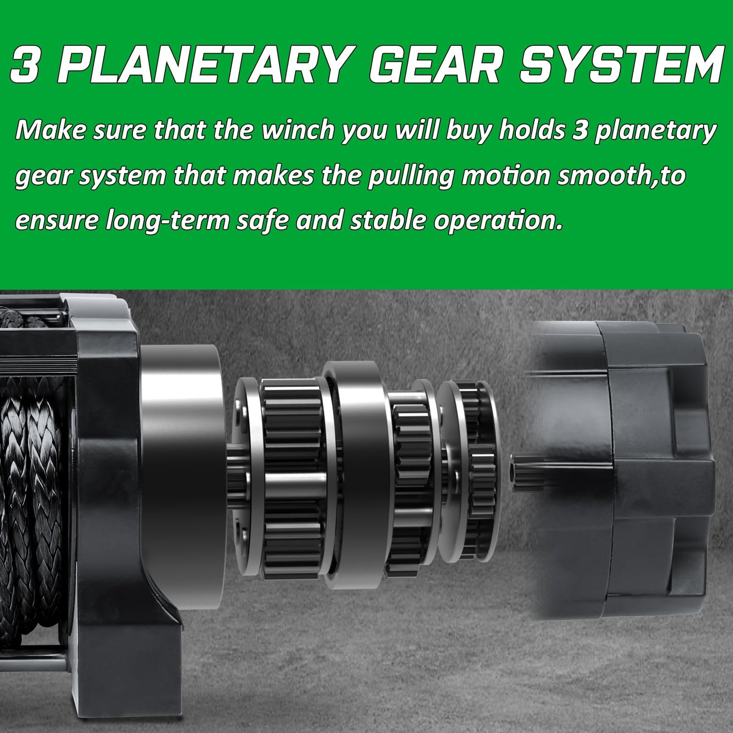3500lbs ATV/UTV Winch with Synthetic Rope, Electric Boat Trailer Winch 12V, Waterproof Winch with 2 Wireless Remotes &Wired Switch,with Mounting Plate,Pulley,Rope Damper,Aluminium Fairlead