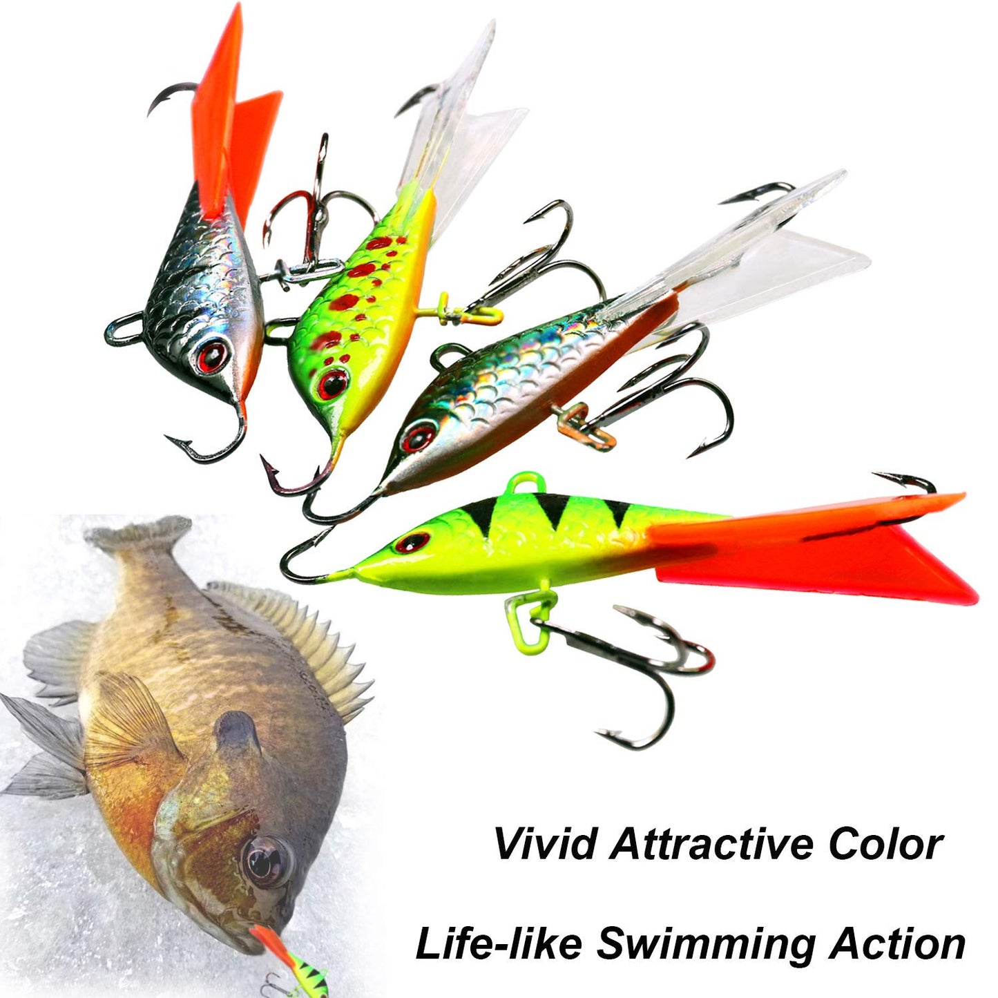 THKFISH Ice Fishing Jigs Kit, Jigs Heads for Ice Fishing Gear, Ice Fishing Lures for Panfish, Crappie, Walleye, Perch, Trout and Bluegill 18/40/70pcs