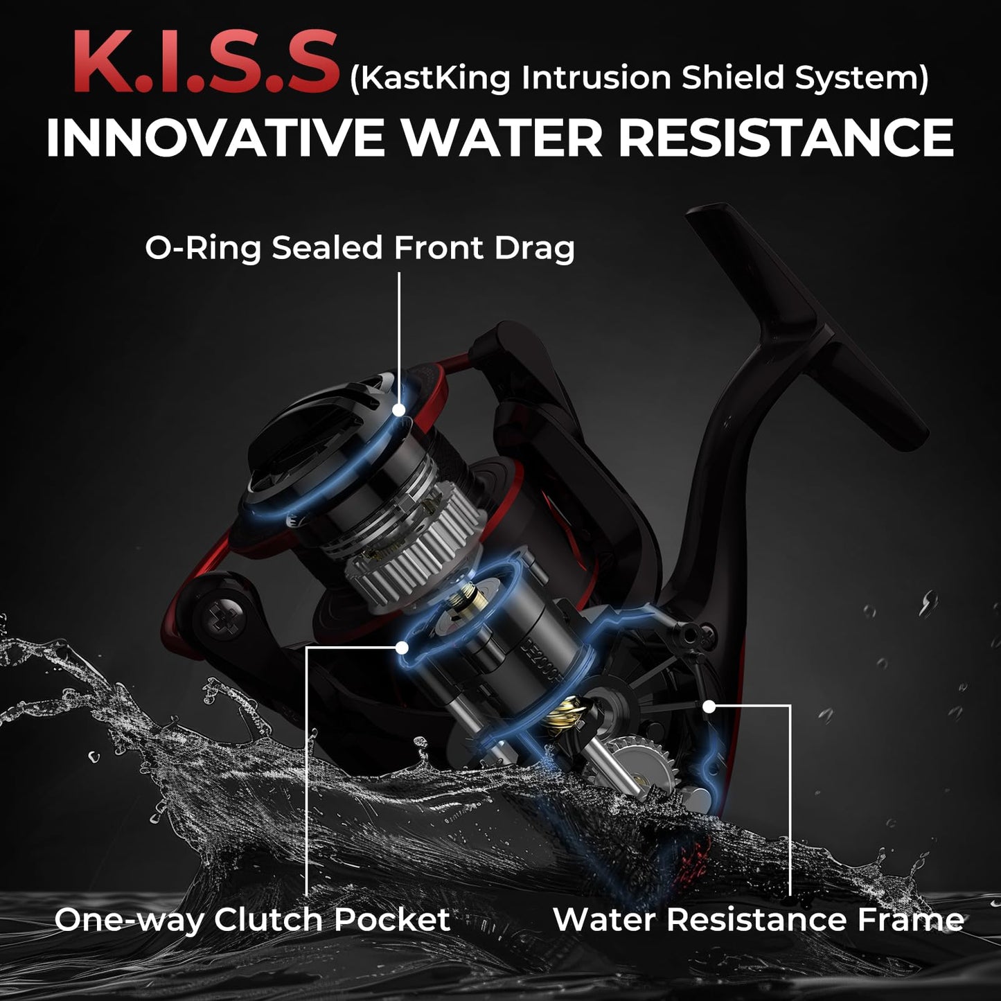 KastKing Sharky III Fishing Reel - New Spinning Reel - Carbon Fiber 39.5 LBs Max Drag - 10+1 Stainless BB for Saltwater or Freshwater - Oversize Shaft - Super Value!