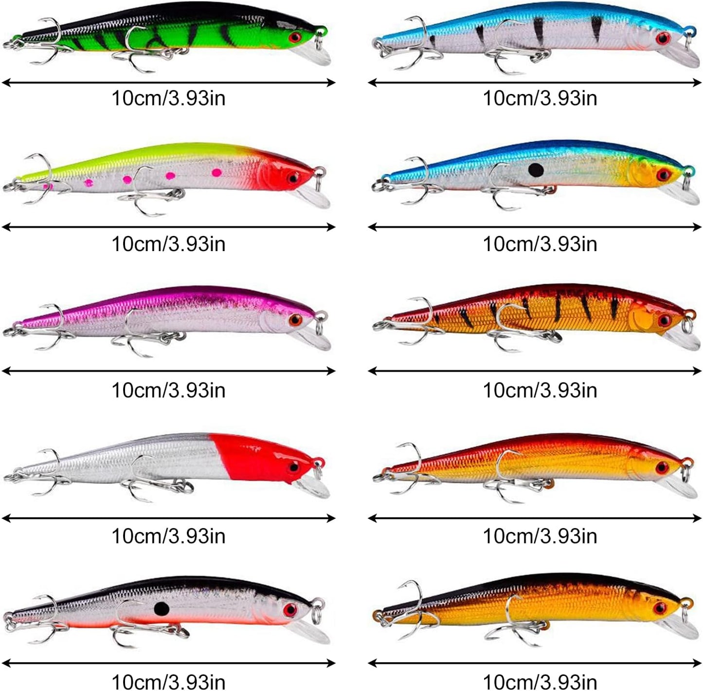 OriGlam 10pcs Fishing Lures - Life-Like Swimbait, Minnow Hard Lure Bass Trout Baits Kit, Topwater Hard Baits Crankbait Swimbait for Saltwater Freshwater