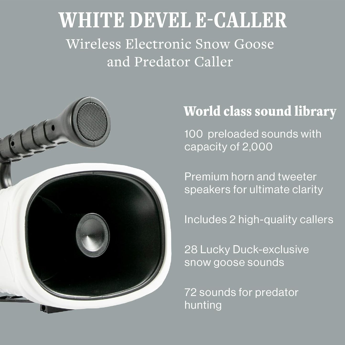 Lucky Duck White Devil Ecaller, Wireless Electronic Snow Goose and Predator Caller