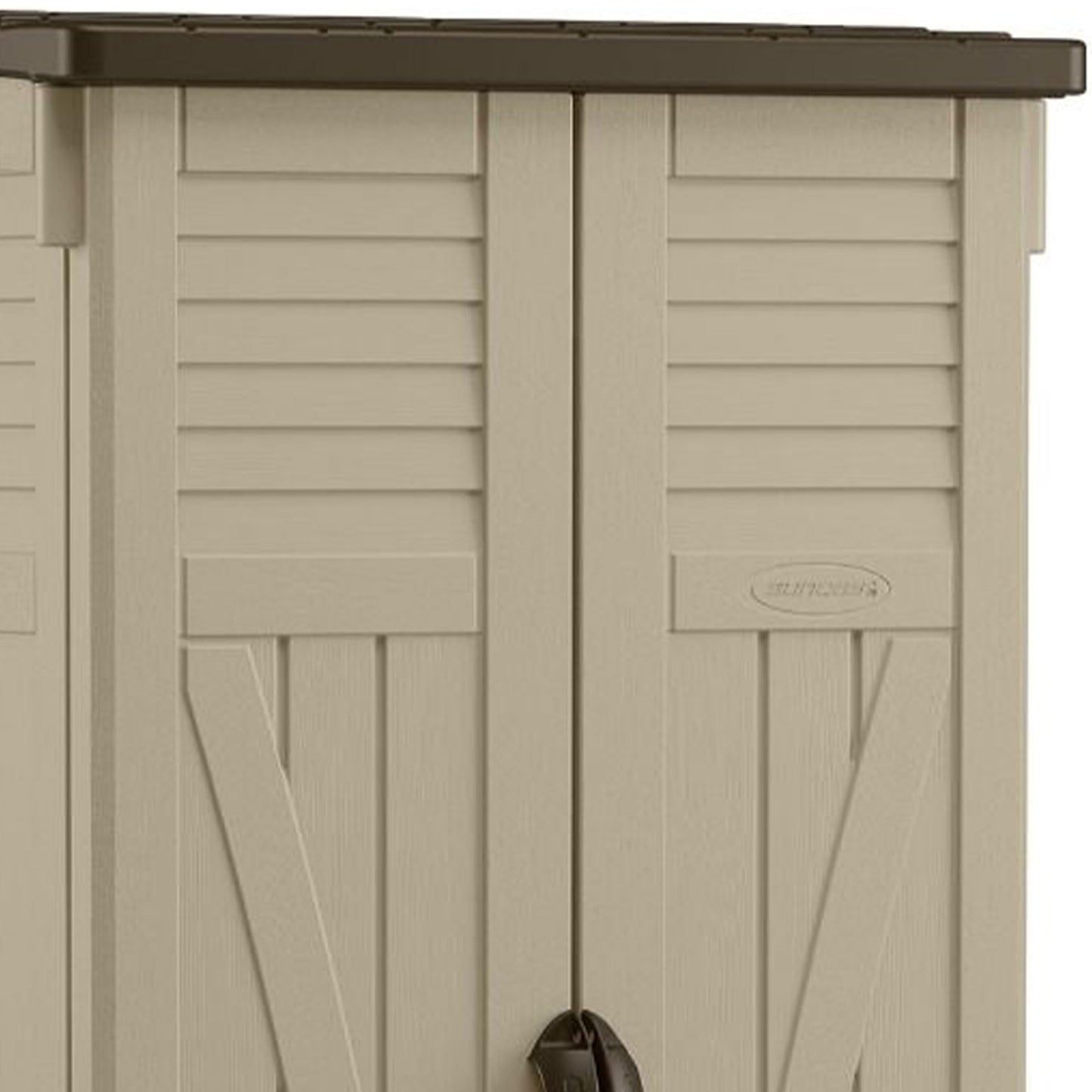 Suncast 54 Cubic Feet Vertical Storage Shed with Durable Plastic Construction, Multiple Wall Panels and Ample Space for Outdoor Storage