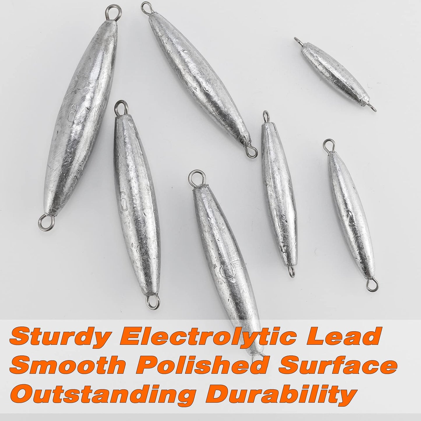 Dr.Fish 5 Pack Inline Trolling Sinker Torpedo Fishing Weight Lead Fishing Weight Sinker Double Ring Saltwater Offshore Boat Fishing