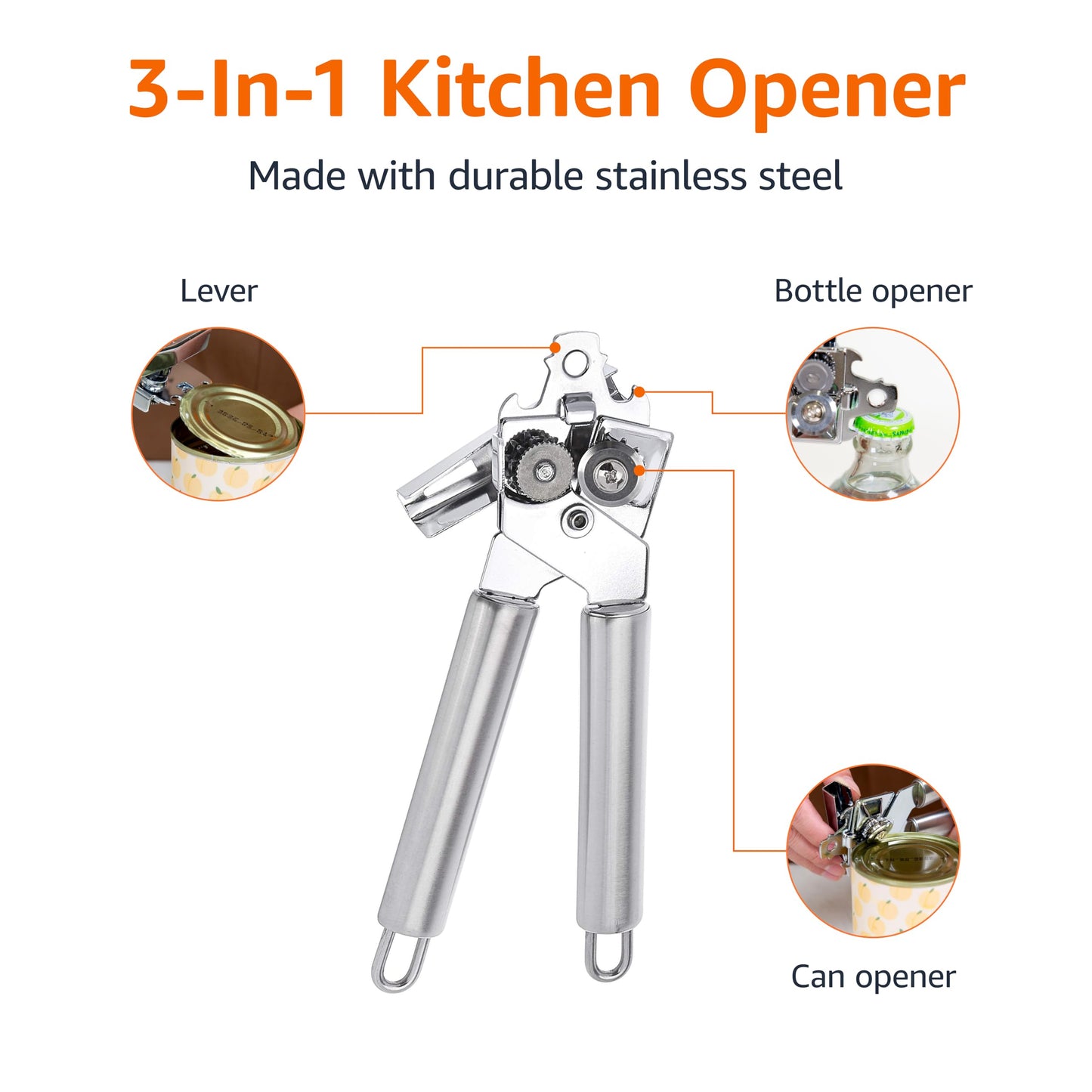 Amazon Basics Can Opener, Heavy Duty Stainless Steel