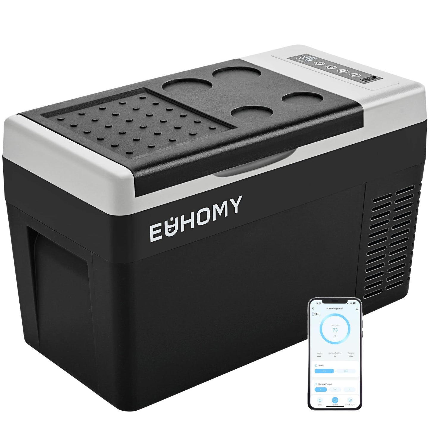 EUHOMY 12 Volt Refrigerator, 19QT(18L) Compressor Electric Cooler APP Control, Car Fridge -4℉~68℉, Portable Refrigerator 12/24V DC 110-240V AC, Portable Freezer for Camping, Travel, Boat