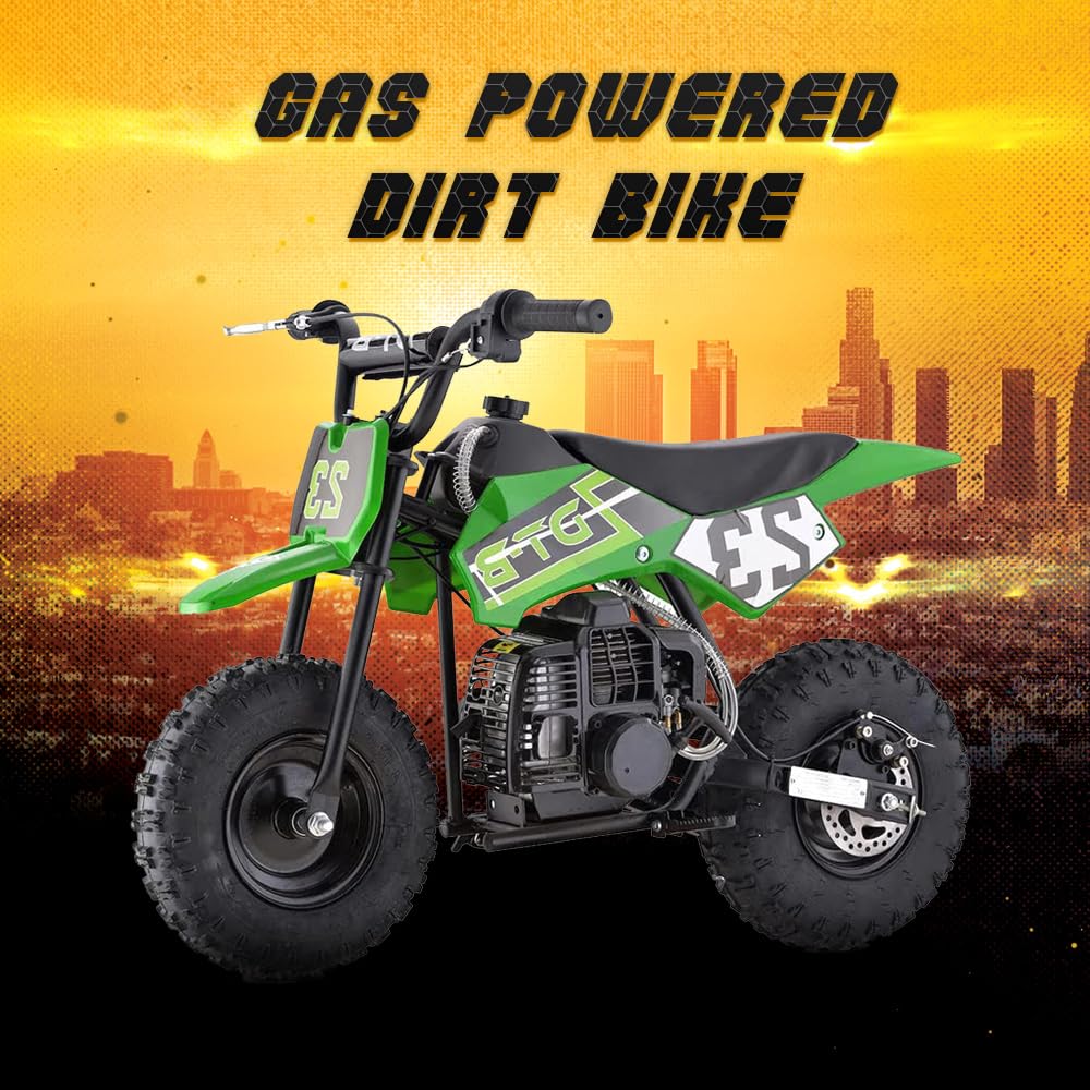 Mini Kid Dirt Bike, 49 CC 2-Stroke Gas Bike with Off-Rode Tire, Suspensions, Disc Brakes, Max Load 160Lbs, Up to 20Mph, EPA Approved
