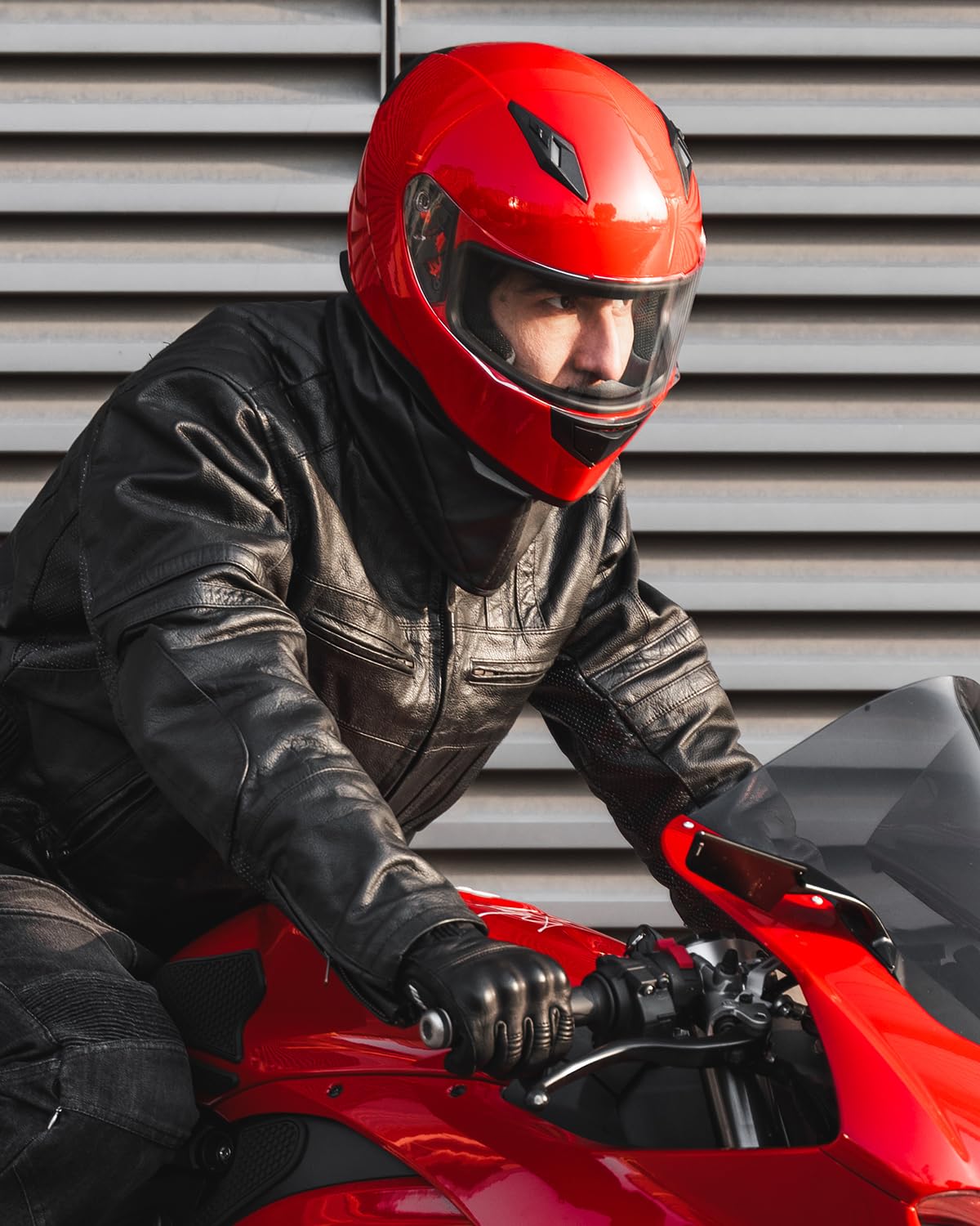 ILM Full Face Motorcycle Street Bike Helmet with Removable Winter Neck Scarf + 2 Visors DOT Model-JK313