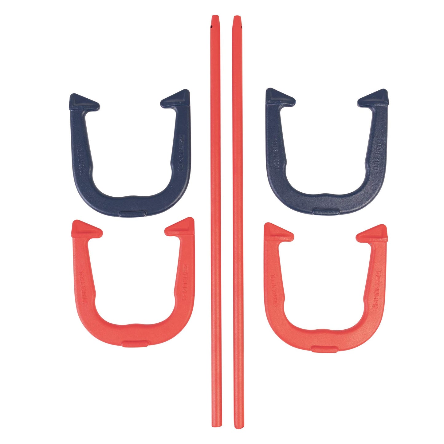TRIUMPH SPORTS USA Patriotic Forged Horseshoe Set Complete with 4 Horseshoes, 2 Stakes and Hard Plastic Case with Locking Tabs for Transportation and Storage