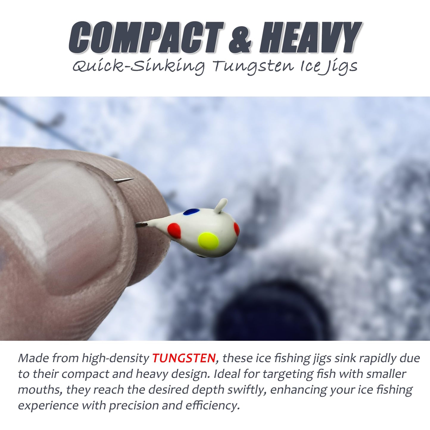 45Pcs Tungsten Ice Fishing Jigs Lures Kit, Micro Glow Tungsten Winter Jig Heads Hooks for Walleye Crappie Panfish Trout, Ice Fishing Gear Equipment Tackle Accessories