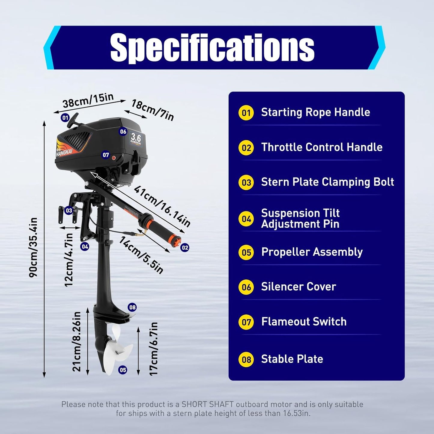 Fishing Boat Engines 3.6 HP,2-Stroke Gas Trolling Motor Water Cooling,Motor Fishing Boat Motor Water Coolingwear And Heat Resistance,Cdi Ignition Boat Engine Rubber Boats, Inflatable Boats