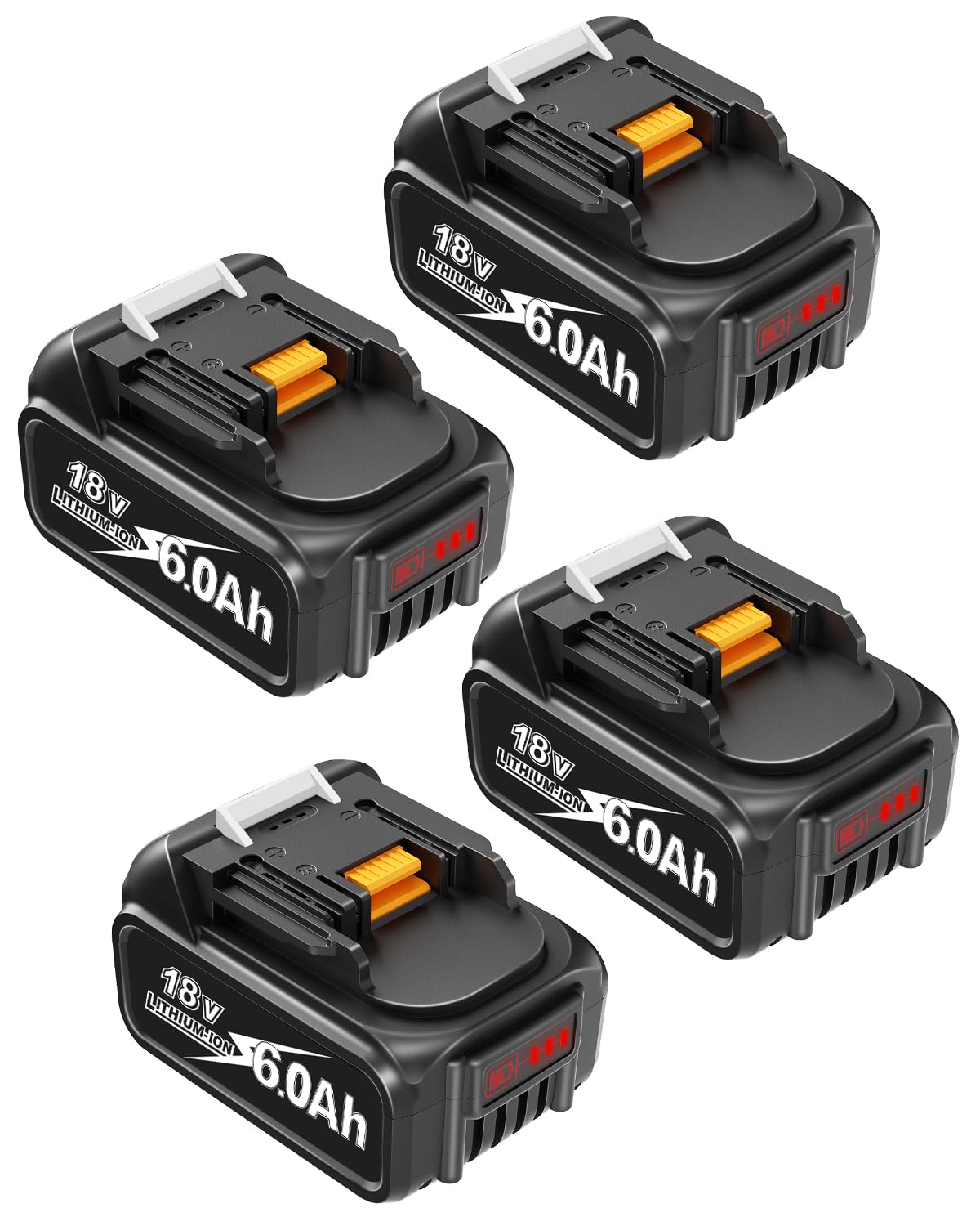 Amityke Battery for Makita 18V Battery 6.0Ah, 4Pack Replacement Batteries Compatible with Makita 18 Volts Battery BL1860 BL1820 1830B 1840B 1850B, Fit with Original makita 18V Battery Chargers