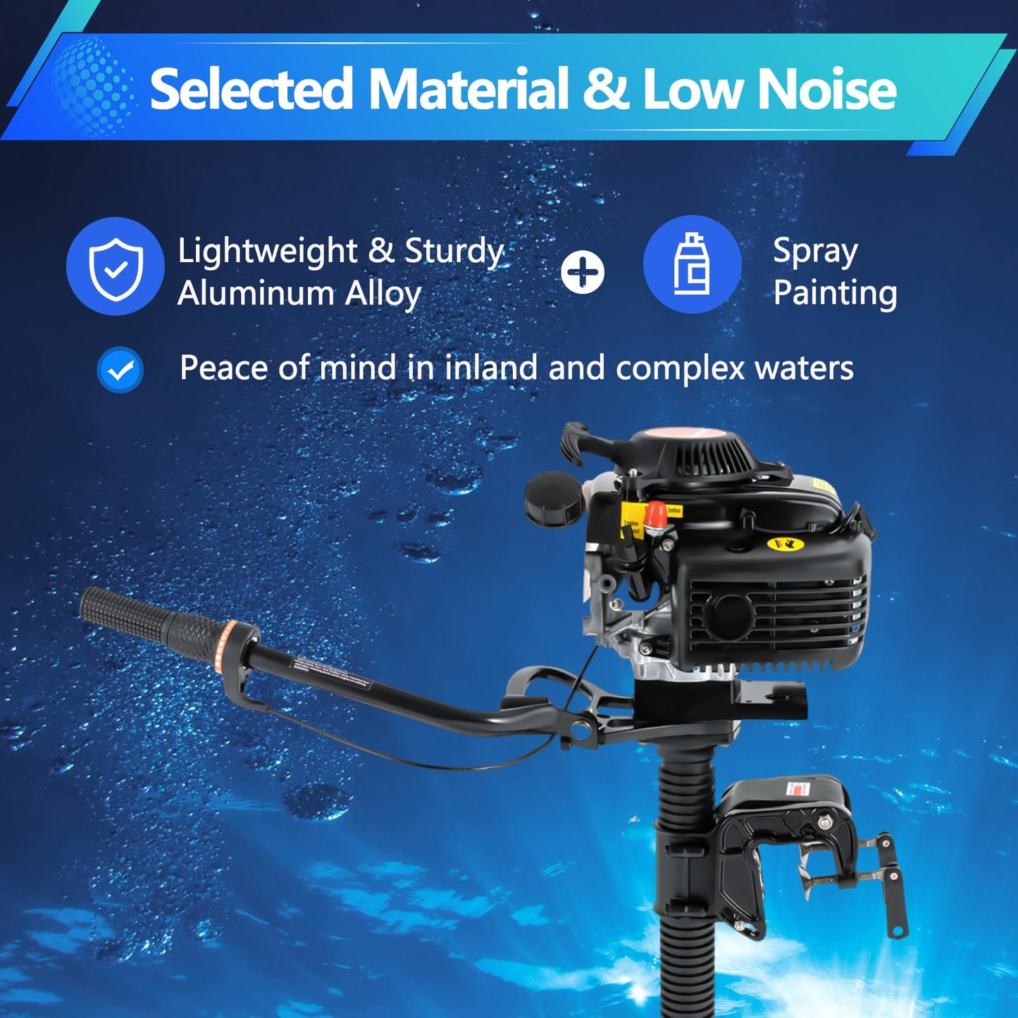 4 Stroke 4HP Outboard Motor, 4 Stroke 55CC Jet Pump Boat Engine w/Wind Cooling CDI System for Rubber Boats, Wooden Boats, Fishing Boats, etc, 5500 rpm