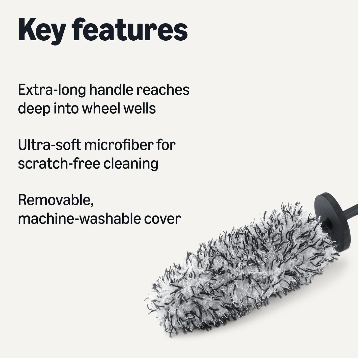 Amazon Basics Microfiber Wheel Cleaner Brush, for Rim Cleaning and Car Detailing, 16.54" Length, Gray