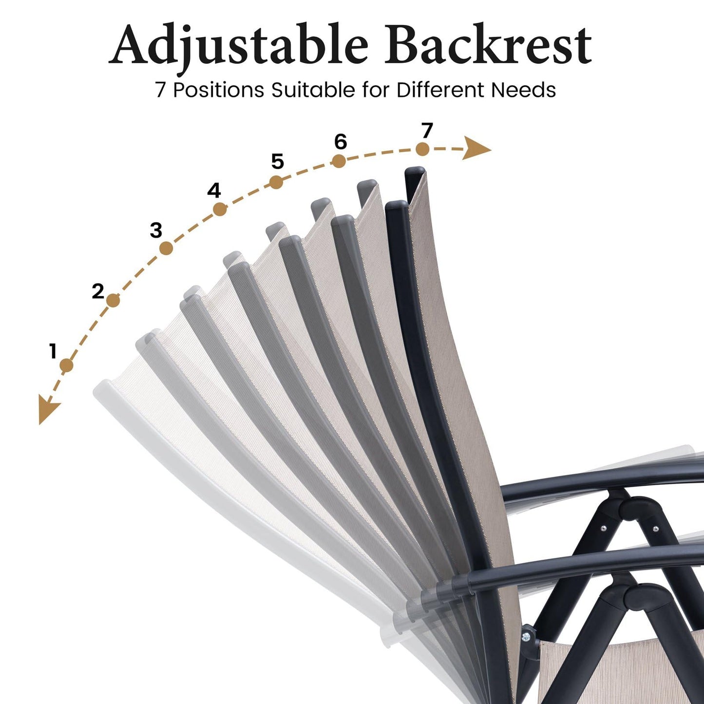 Crestlive Products 7 Pieces Patio Dining Set for 6, Outdoor Table and Folding Dining Chairs 70in Rectangle Aluminum Table with Umbrella Hole Foldable Adjustable High Back Patio Chairs, Grey