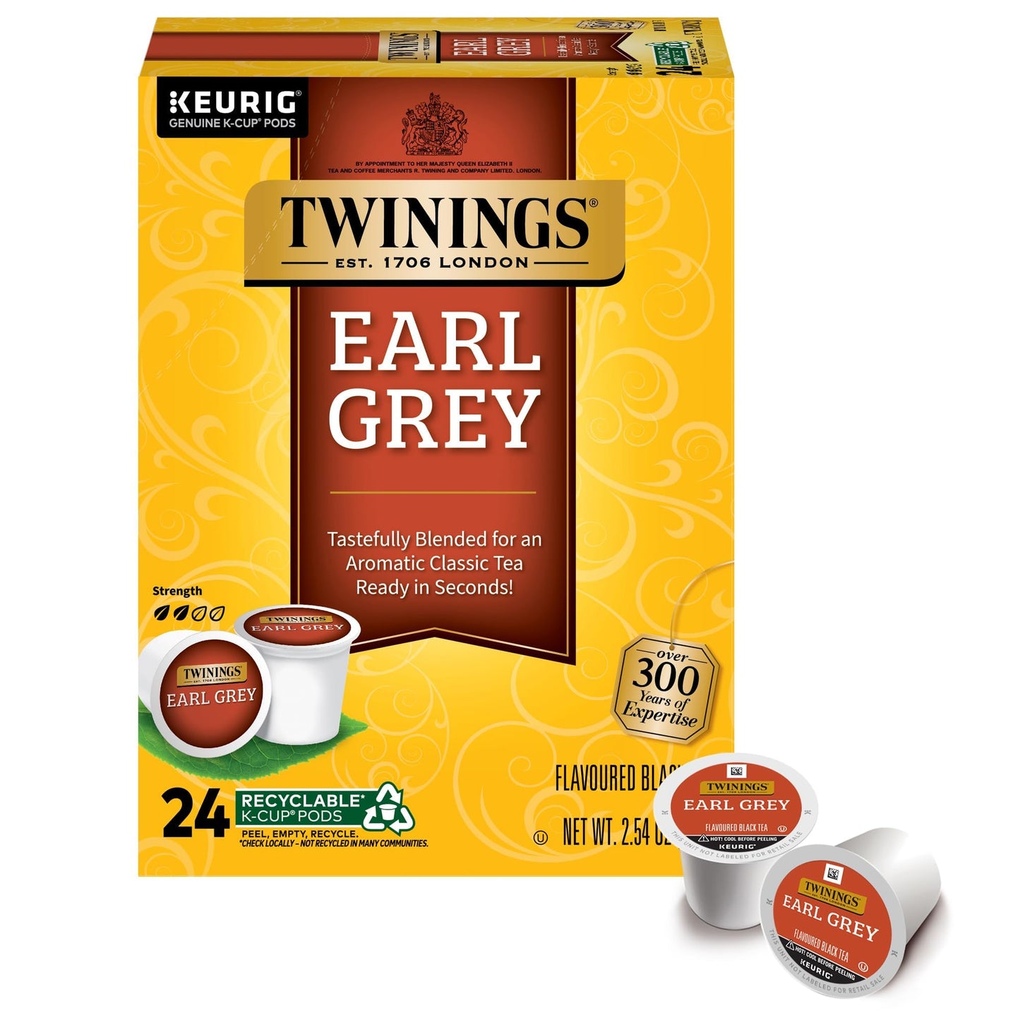 Twinings English Breakfast Black Tea K-Cup Pods for Keurig, 24 Count (Pack of 1), Smooth, Flavourful, Robust, Caffeinated, Enjoy Hot or Iced