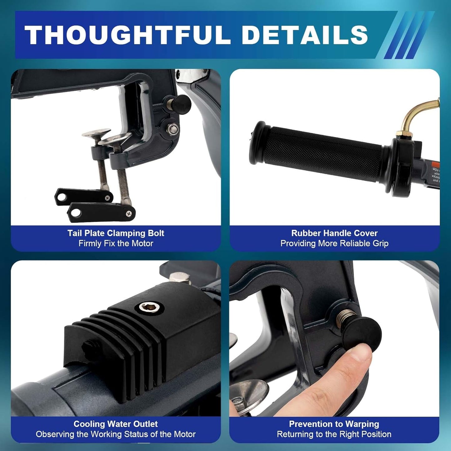 49CC Outboard Motor Boat Engine, 3.5HP 2-Stroke Outboard Engine, Outboard Motor Boat Engine Fishing Boat Engine Pilot Control Drive Stabilizer, With Water-Cooled CDI System Gas Fishing Motor