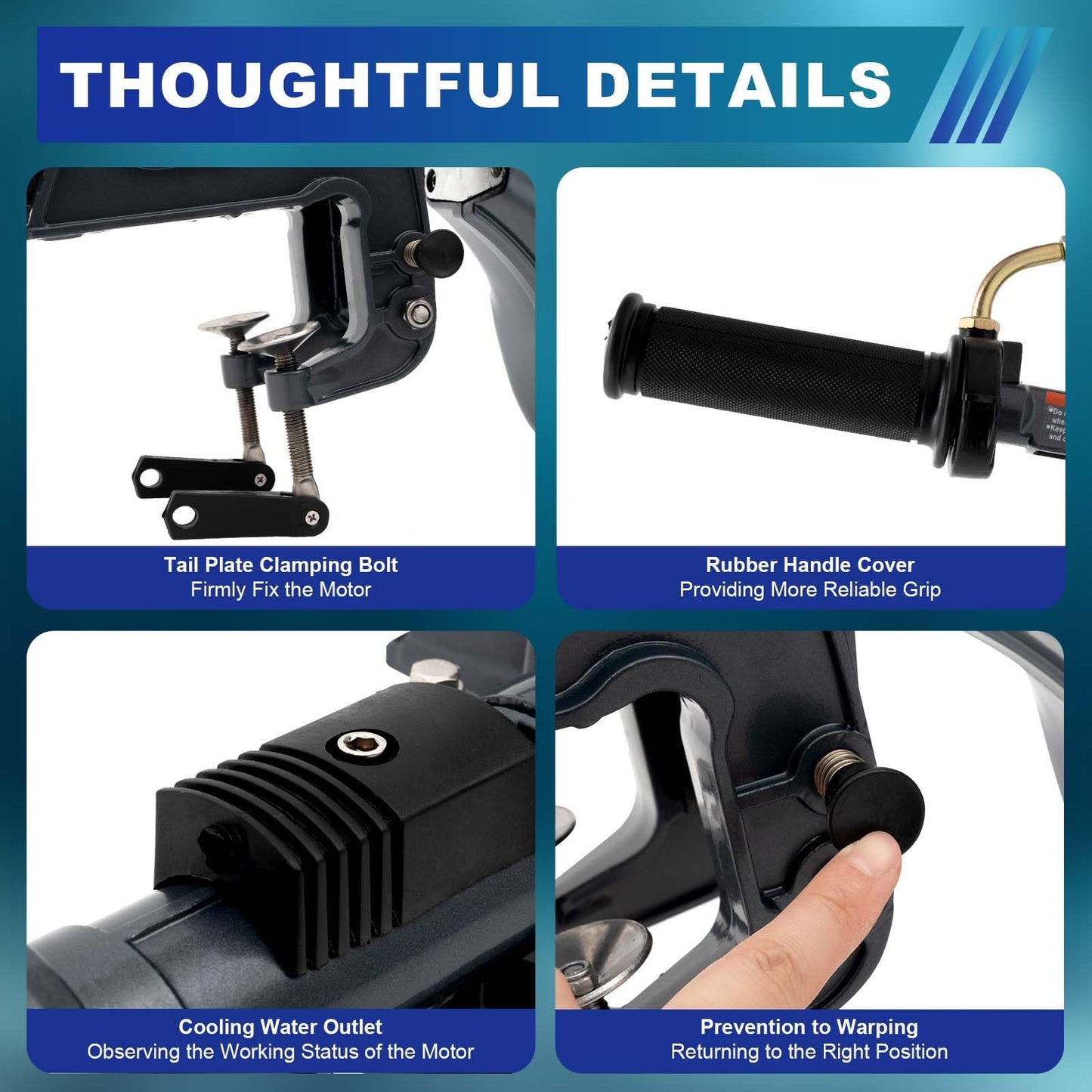 Outboard Motor, Heavy Duty Fishing Boat Engine Manual Start Kayak Motor w/Air-cooling & TCI Ignition System for yachts, kayaks, Wooden Boats, Foam Boats, Rubber Boats, etc. (196CC 7.5HP 4Stroke)