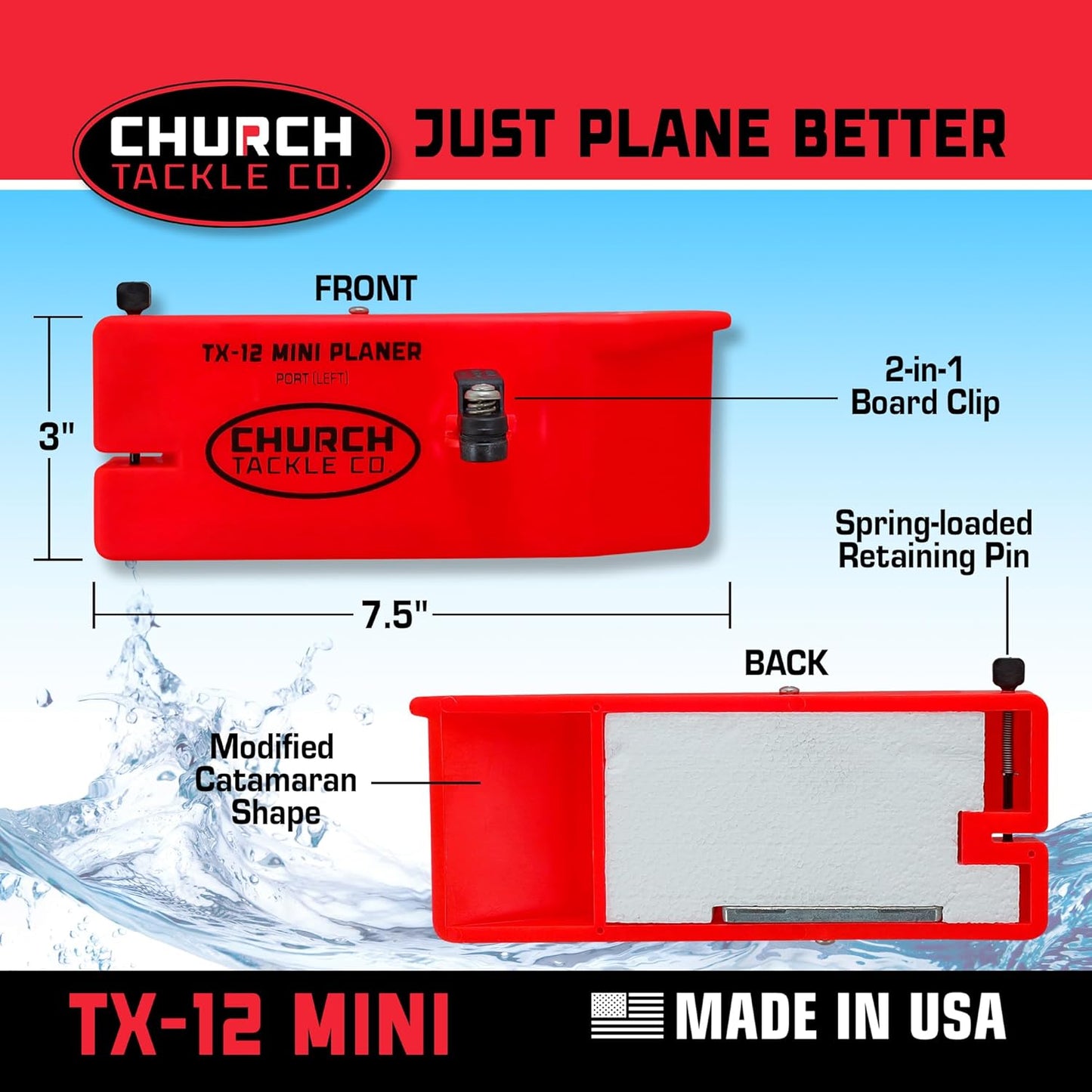 TX-12 Mini Planer Board Port by Church Tackle Co
