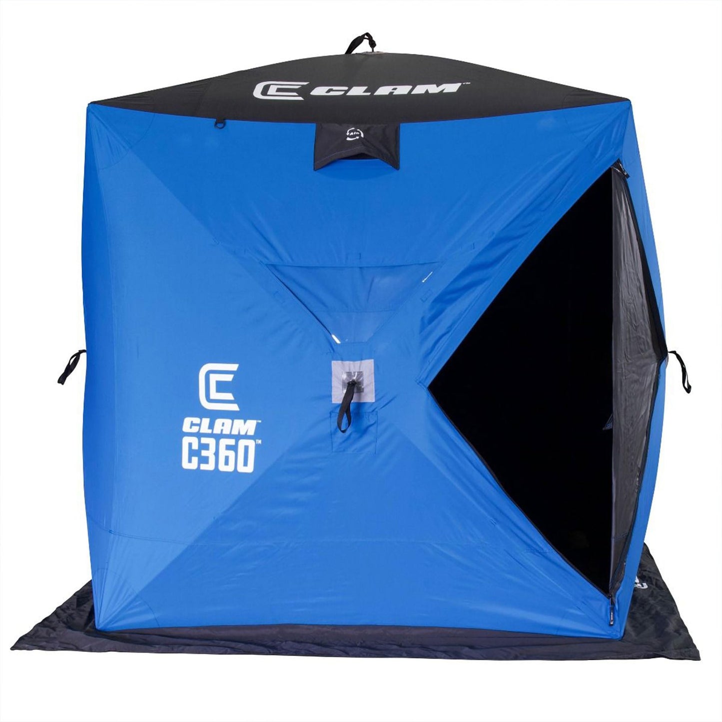 CLAM Lightweight Portable Pop Up Ice Fishing Angler Thermal Hub Shelter Tent with Anchors, Tie Ropes, and Carrying Bag