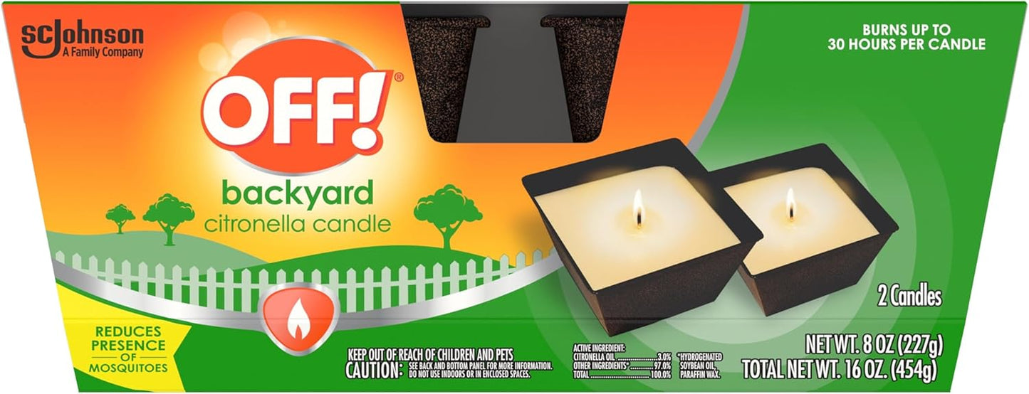 OFF! Backyard Citronella Scented Candle, Ambiance Enhancing Centerpiece, Burns for up to 25 Hours, 8 oz (Pack of 2)