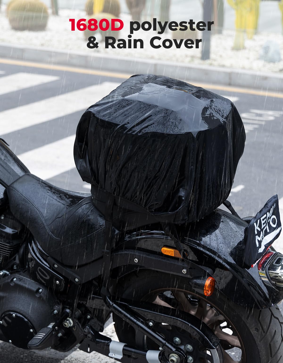 KEMIMOTO Motorcycle Tail Bag, Dual Use Motorcycle Rear Seat Bag with Waterproof Rain Cover, 22L-34L Expandable Motorbike Helmet Bag Luggage Storage Backpack with 6 straps