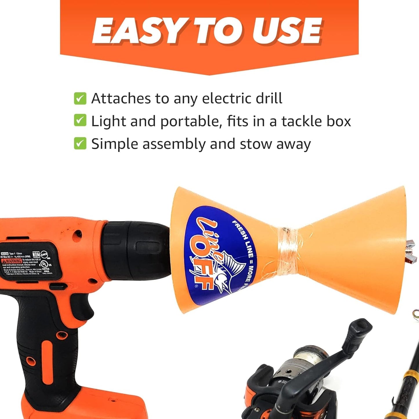 Line Off Stripper Removes Strip Line Fishing Reel Accessories (Orange)
