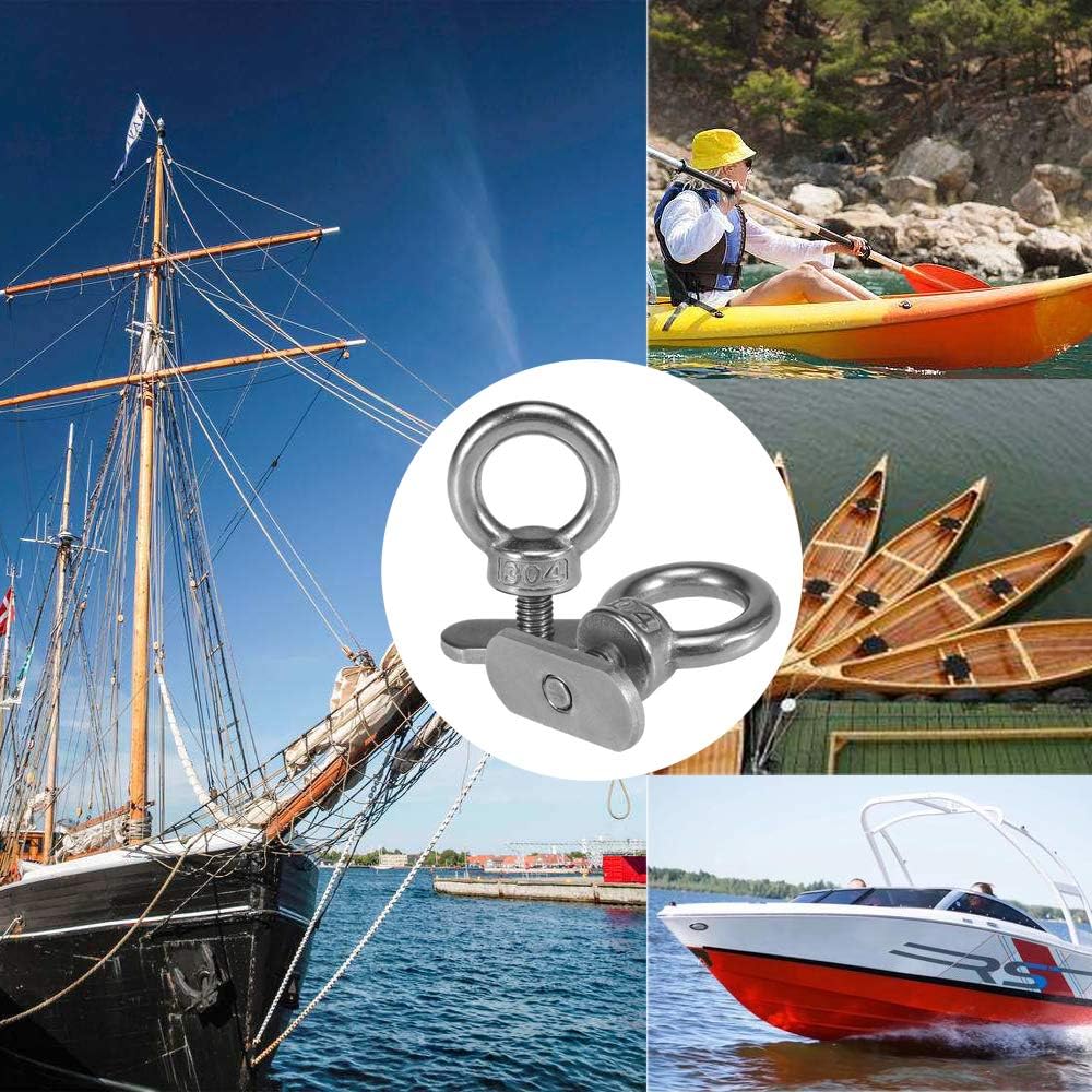 6 Packs Stainless Steel Kayak Track Mount Tie Down Eyelet Rail for Kayak Canoe Boat Bungee Cord or Ropes