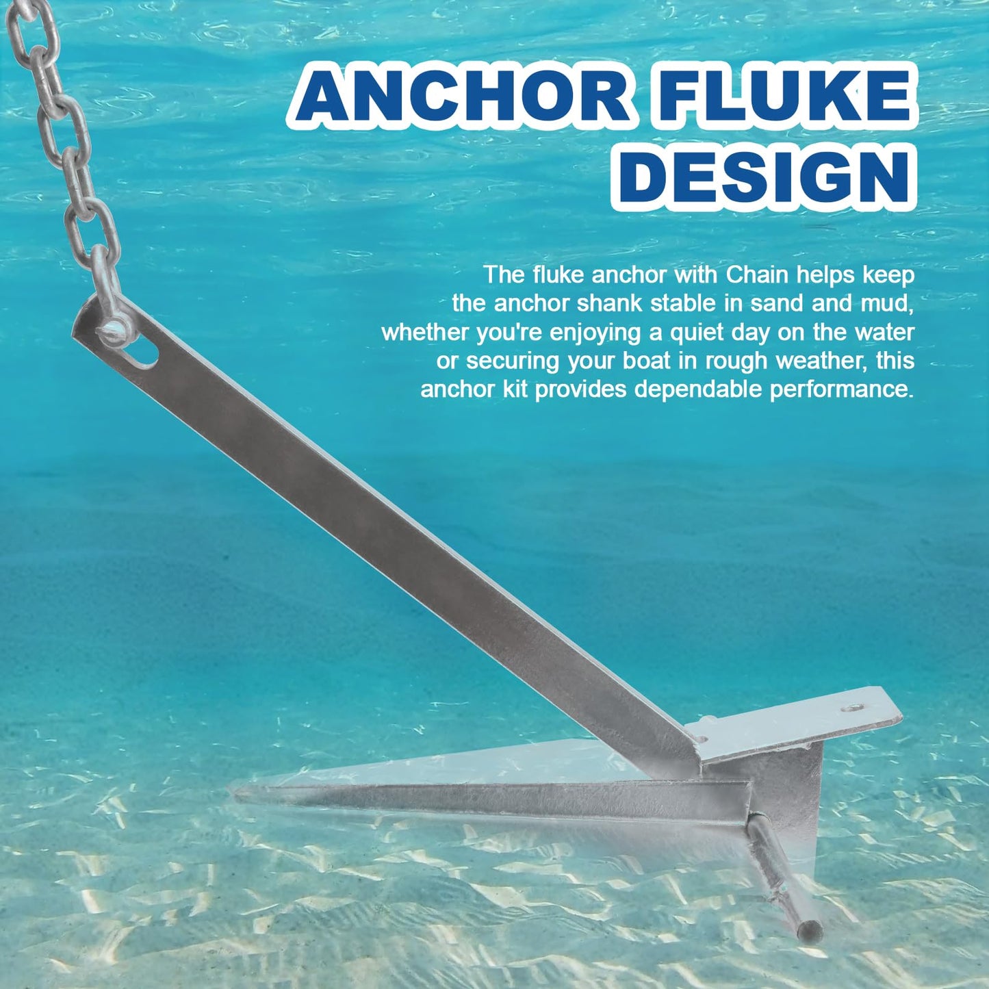 Leero Heavy Duty Boat Anchor Kit with Anchor Chain, Shackle and Anchor Rope, 5/8/10 lb Portable Danforth Anchor, Boat Anchor for Pontoons, Fishing Boats, Bass Boats, Sport Boats, Sport Yachts
