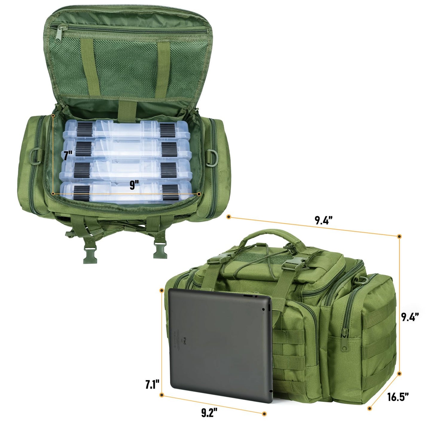 Dr.Fish Fishing Tackle Bag 5 Boxes with 60 Lures Included Loaded Stocked Tackle Box Set Spinner Lures Kit Freshwater Gear Equipment