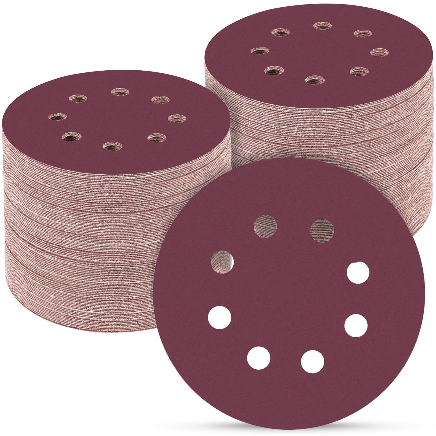 100 PCS 5 Inch Sanding Discs 120 Grit, Round Hook and Loop Sandpaper for Random Orbital Sander