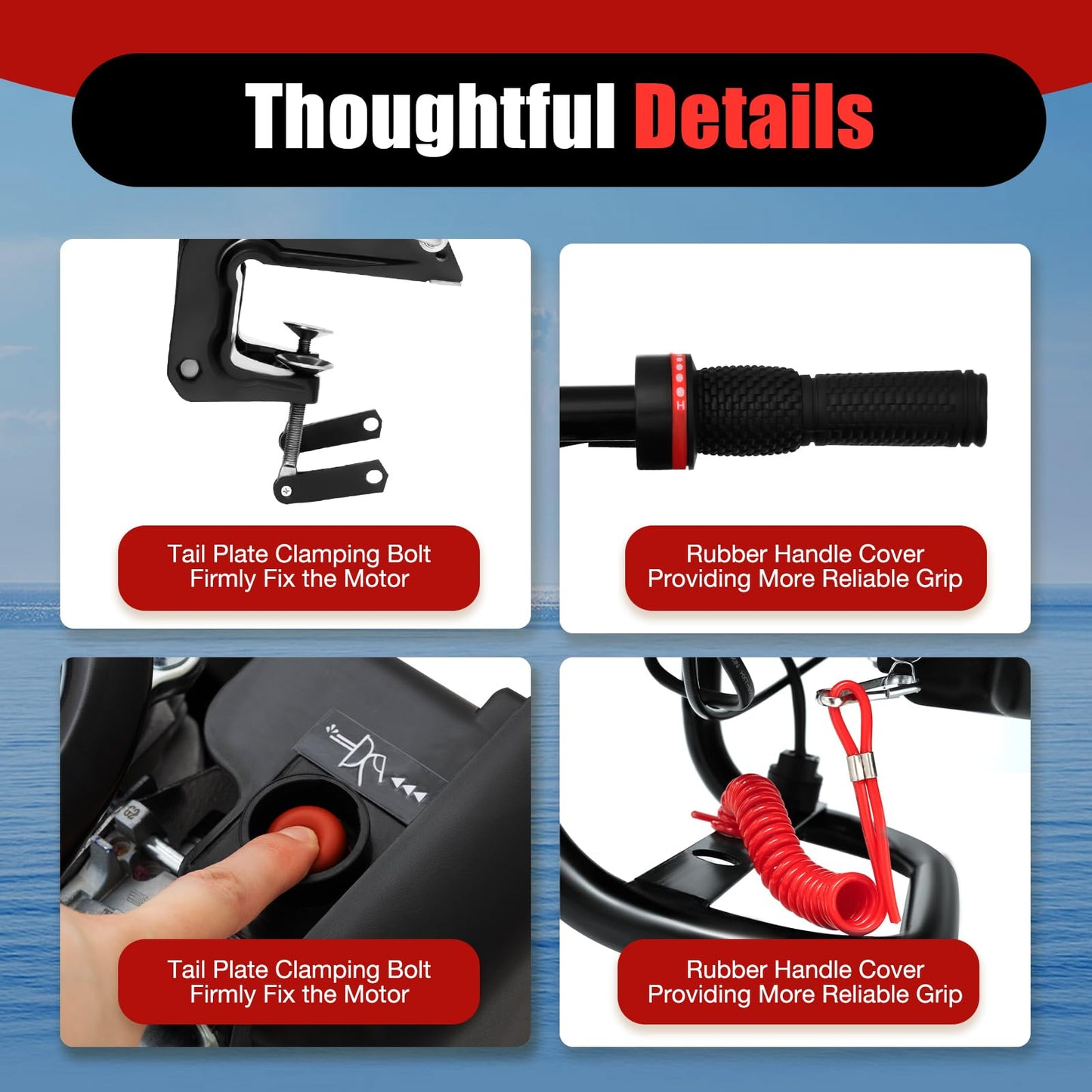Outboard Motor, Heavy Duty Fishing Boat Engine Manual Start Kayak Motor w/Air-cooling & TCI Ignition System for yachts, kayaks, Wooden Boats, Foam Boats, Rubber Boats, etc. (196CC 7.5HP 4Stroke)