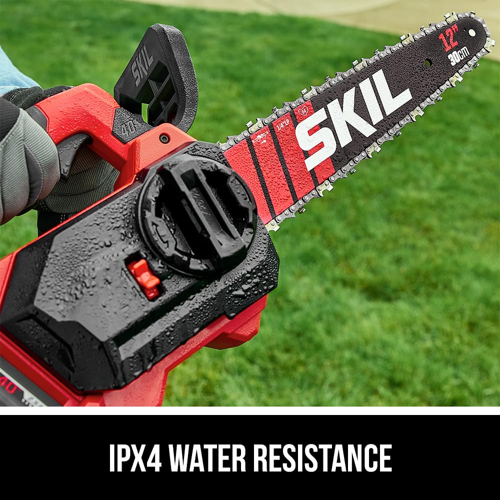 SKIL PWR CORE 40 Brushless 40V 14” Lightweight Chainsaw Kit with Tool-free Chain Tension & Auto Lubrication, Includes 2.5Ah Battery and Auto PWR Jump Charger - CS4555-10