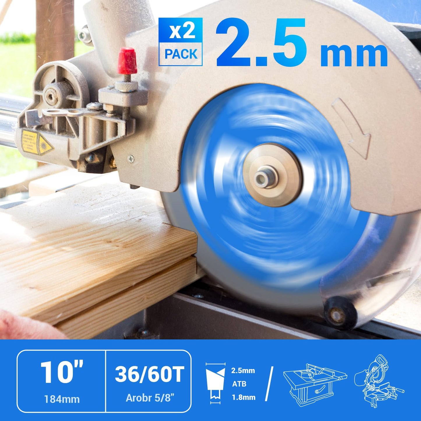 Circular Saw Blade 7-1/4" 24T&40T&60T, Saw Blade with Arbor 5/8", ATB Circular Saw Blade, Professional for Wood Cutting, 3-Pack