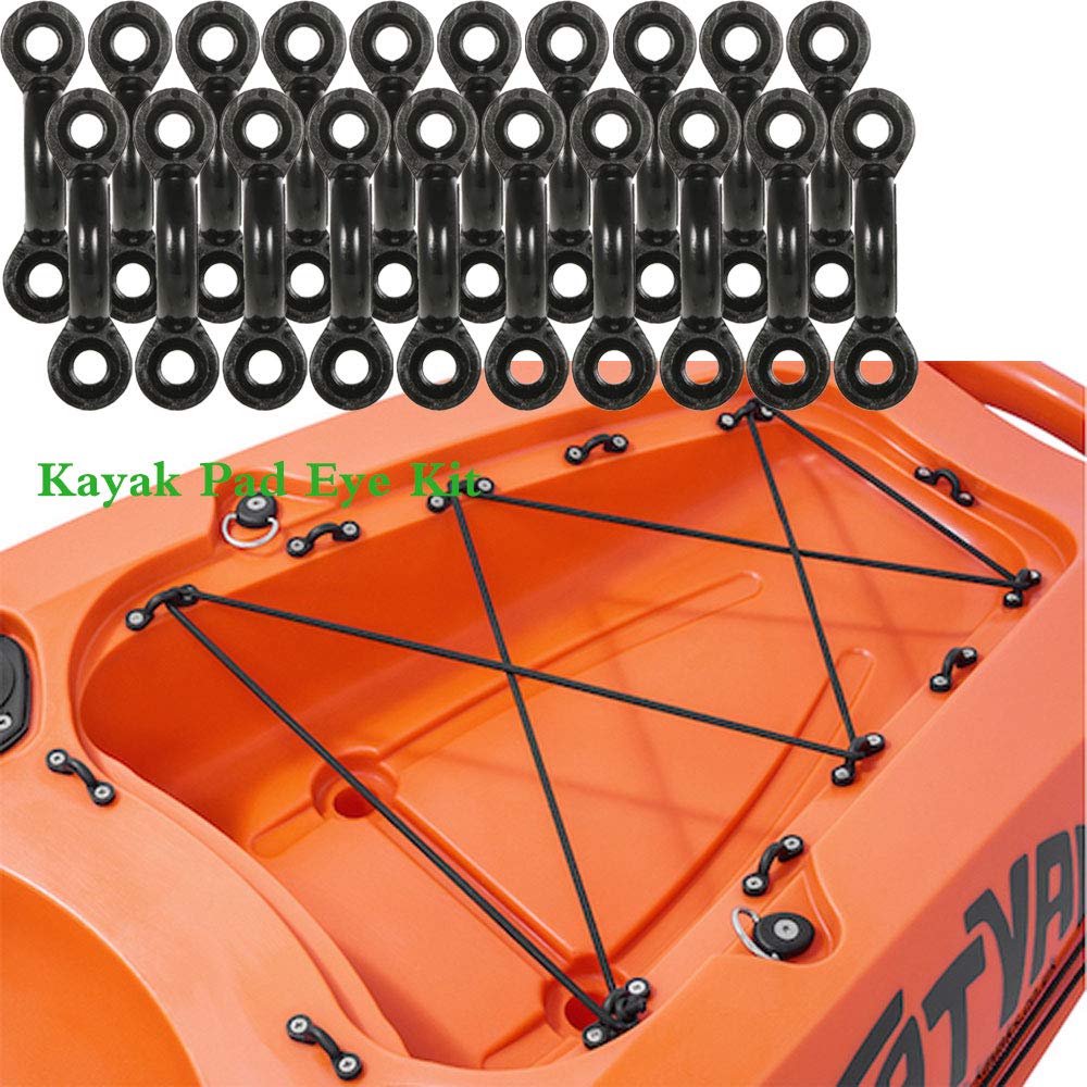 Kayak Pad Eye Kit, 10PCS Nylon Bungee Deck Loops Tie Down Pad Eye with 20 Screws for Boat Kayak Deck Rigging Kit