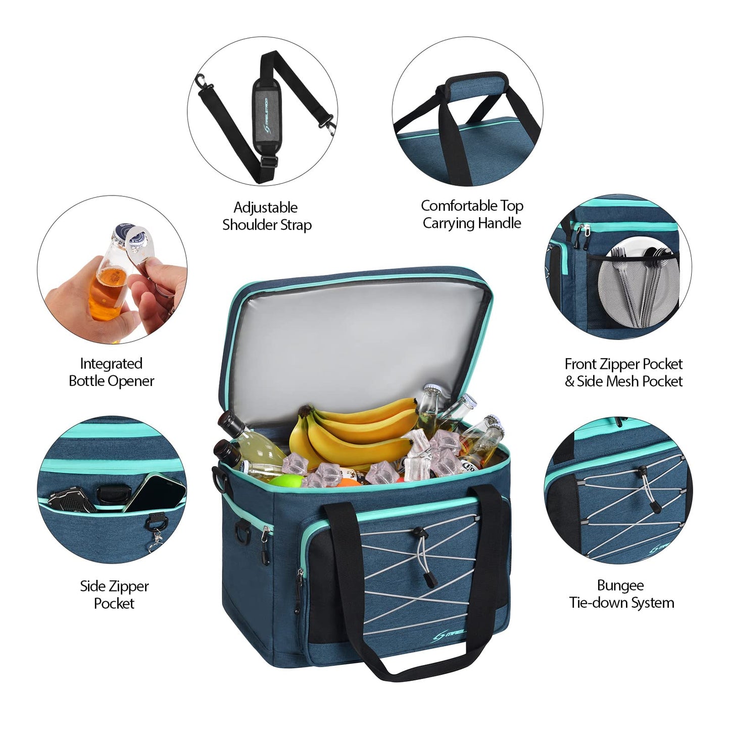 Maelstrom Soft Cooler Bag,Collapsible Soft Sided Cooler,24/30/60/75 Cans Beach Cooler,Ice Chest,Large Leakproof Camping Cooler,Portable Travel Cooler for Grocery Shopping,Camping,Road Trips