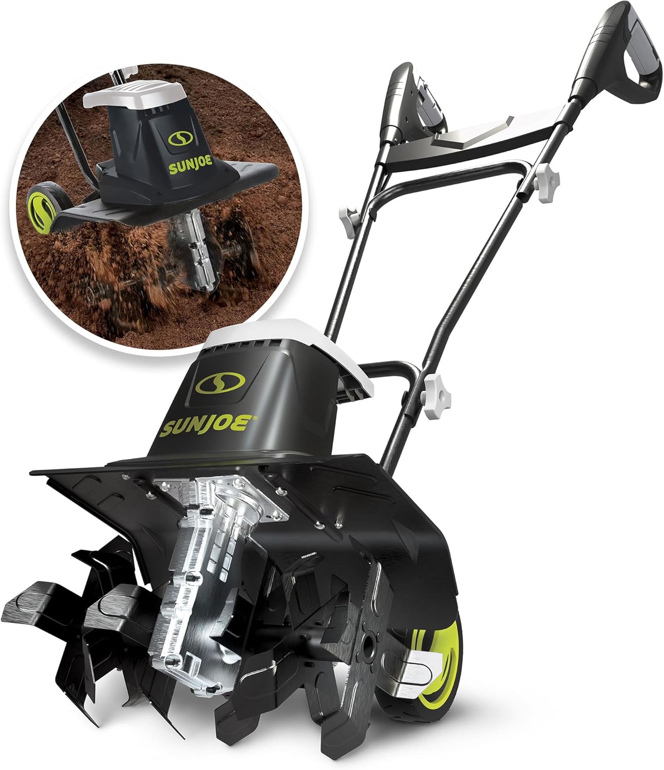 Sun Joe Electric Corded Garden Tiller & Cultivator, Steel Tines, 13.5 Amp, 16 Inch, Black - Heavy Duty Gardening Machine Equipment for Lawn, Yard, & Grass