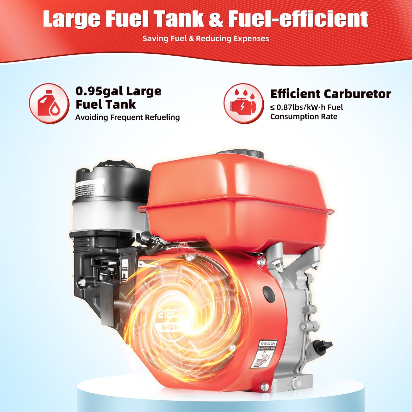 Outboard Motor, Heavy Duty Fishing Boat Engine Manual Start Kayak Motor w/Air-cooling & TCI Ignition System for yachts, kayaks, Wooden Boats, Foam Boats, Rubber Boats, etc. (196CC 7.5HP 4Stroke)