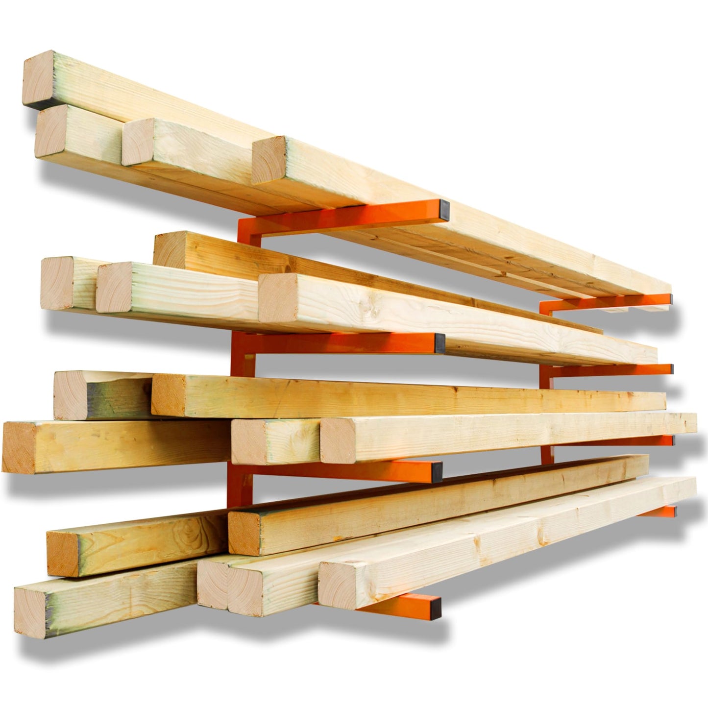 YYR Wood Organizer and Lumber Storage Rack Wall Mount, Heavy Duty Metal Shelf with 6-Level Holds Up 1200 LBS, Indoor & Outdoor Use - Orange