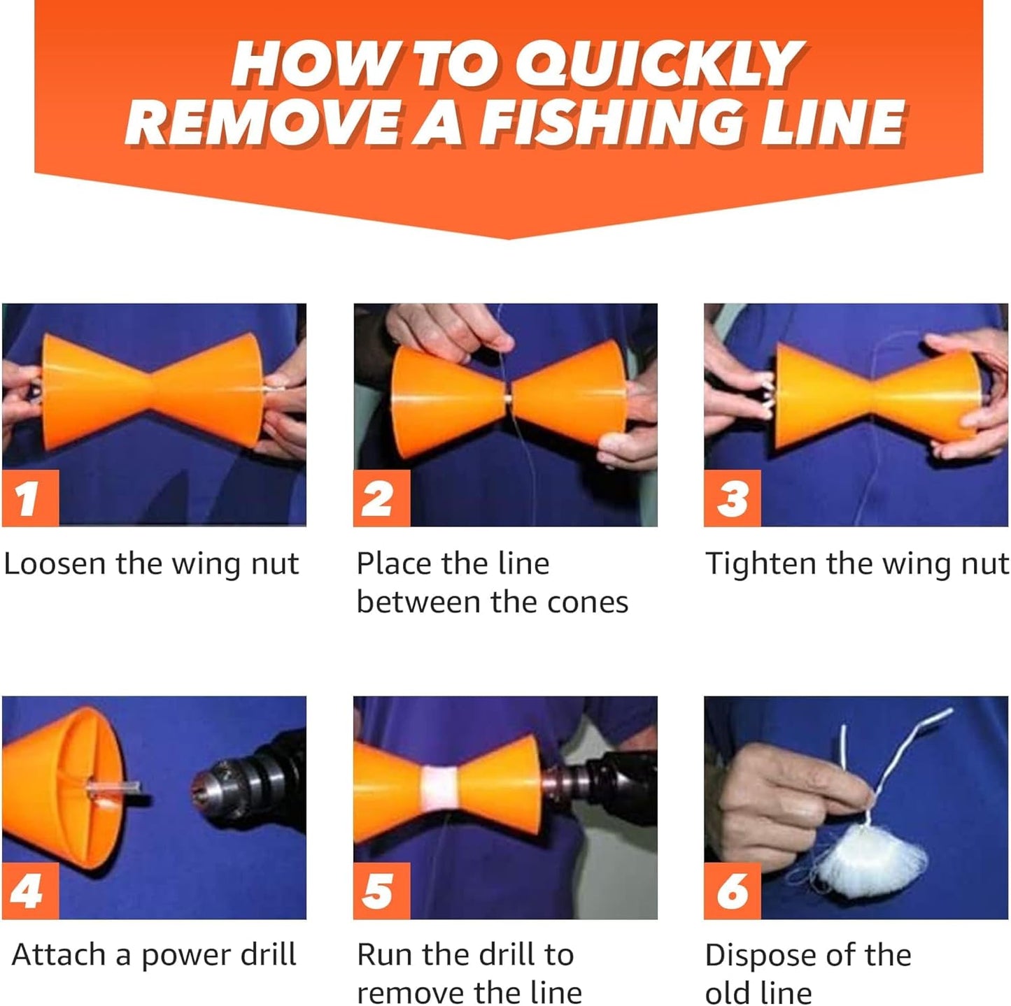 Line Off Stripper Removes Strip Line Fishing Reel Accessories (Orange)