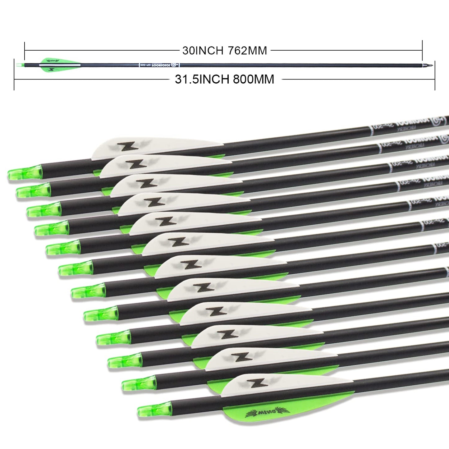 31inch Carbon Arrow Archery Targeting Practice Hunting Arrows for Compound & Recurve Bow with Removable Tips(Pack of 12)